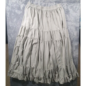 American Eagle XL Prairie High-Waisted Tiered Maxi Pullon Skirt Stone Grey